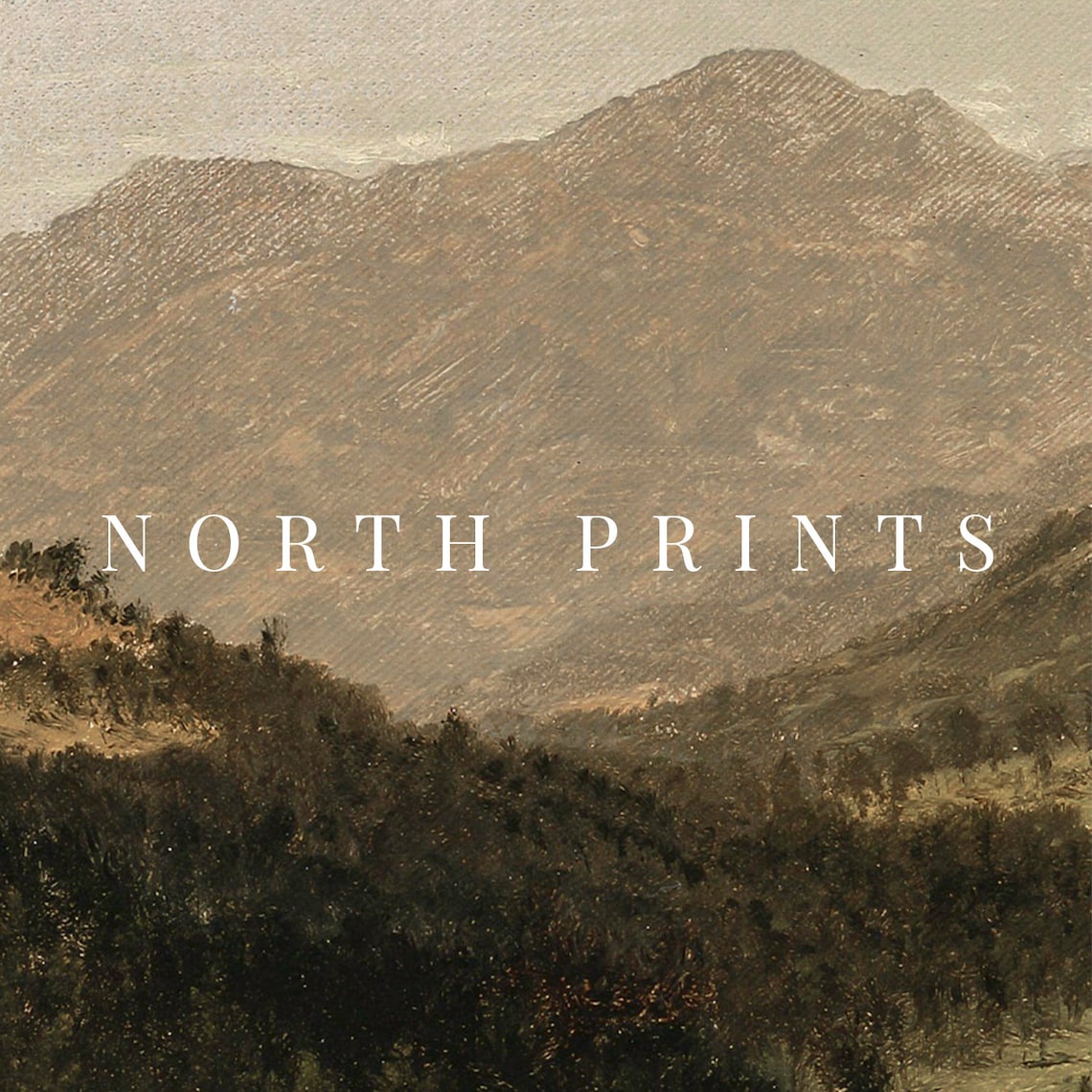 Moody Rustic Landscape Forest Painting, Vintage Mountainscape Print - Image 3