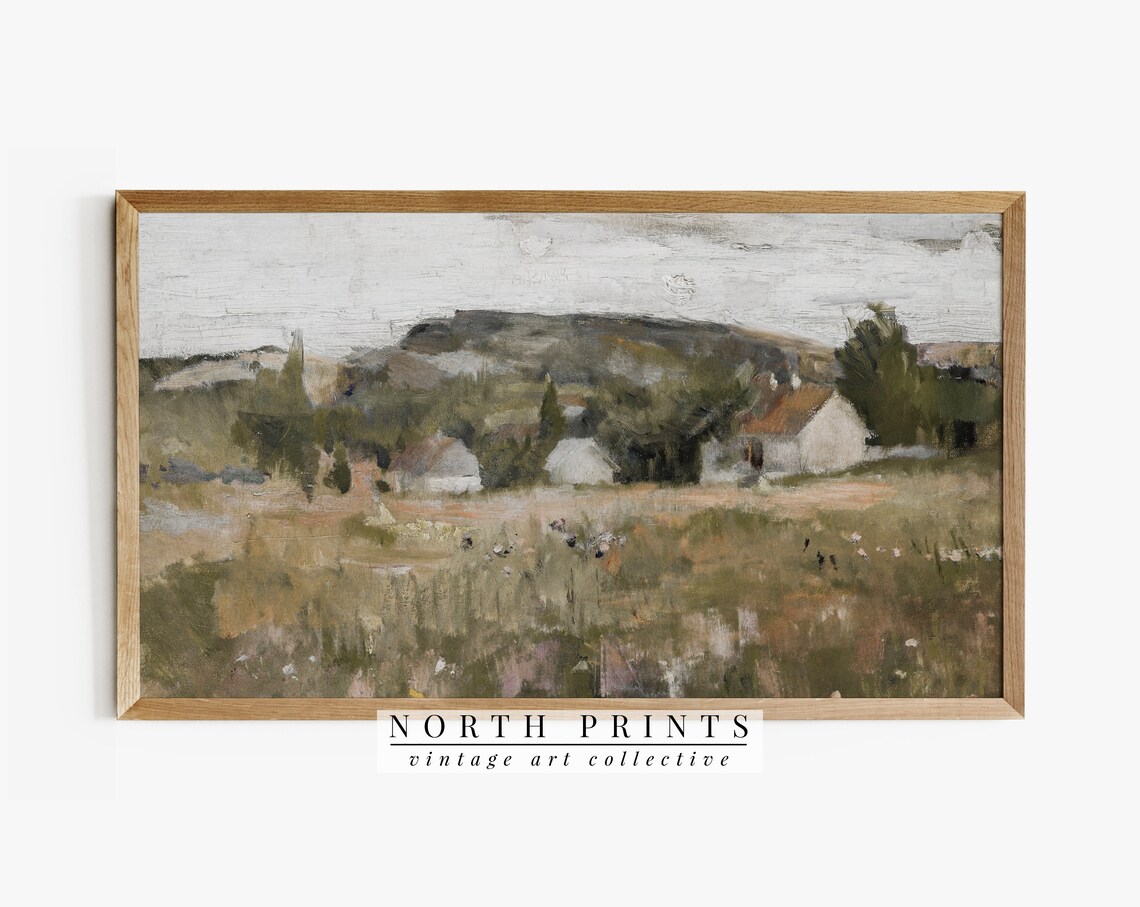 Summer Landscape Painting, Country Farmhouse Art Print