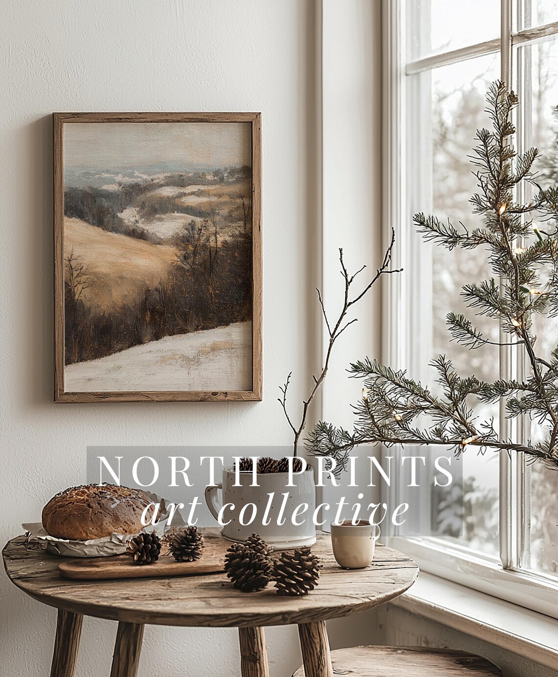Rustic Winter Landscape Art Print, Farmhouse Christmas - Image 3