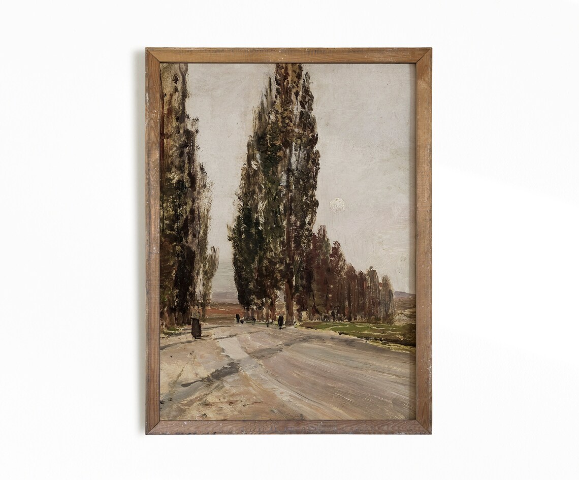 Tall Poplar Trees Country Road Vintage European Travel Poster - Image 2