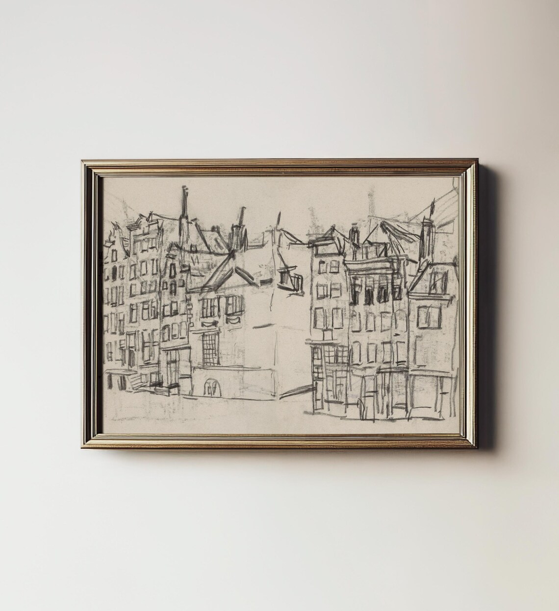 Amsterdam Antique Architecture Sketch Art Print