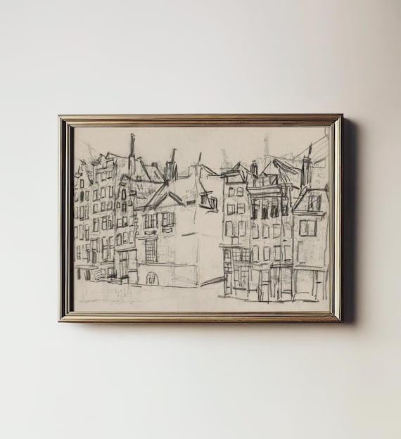 Amsterdam Antique Architecture Sketch Art Print