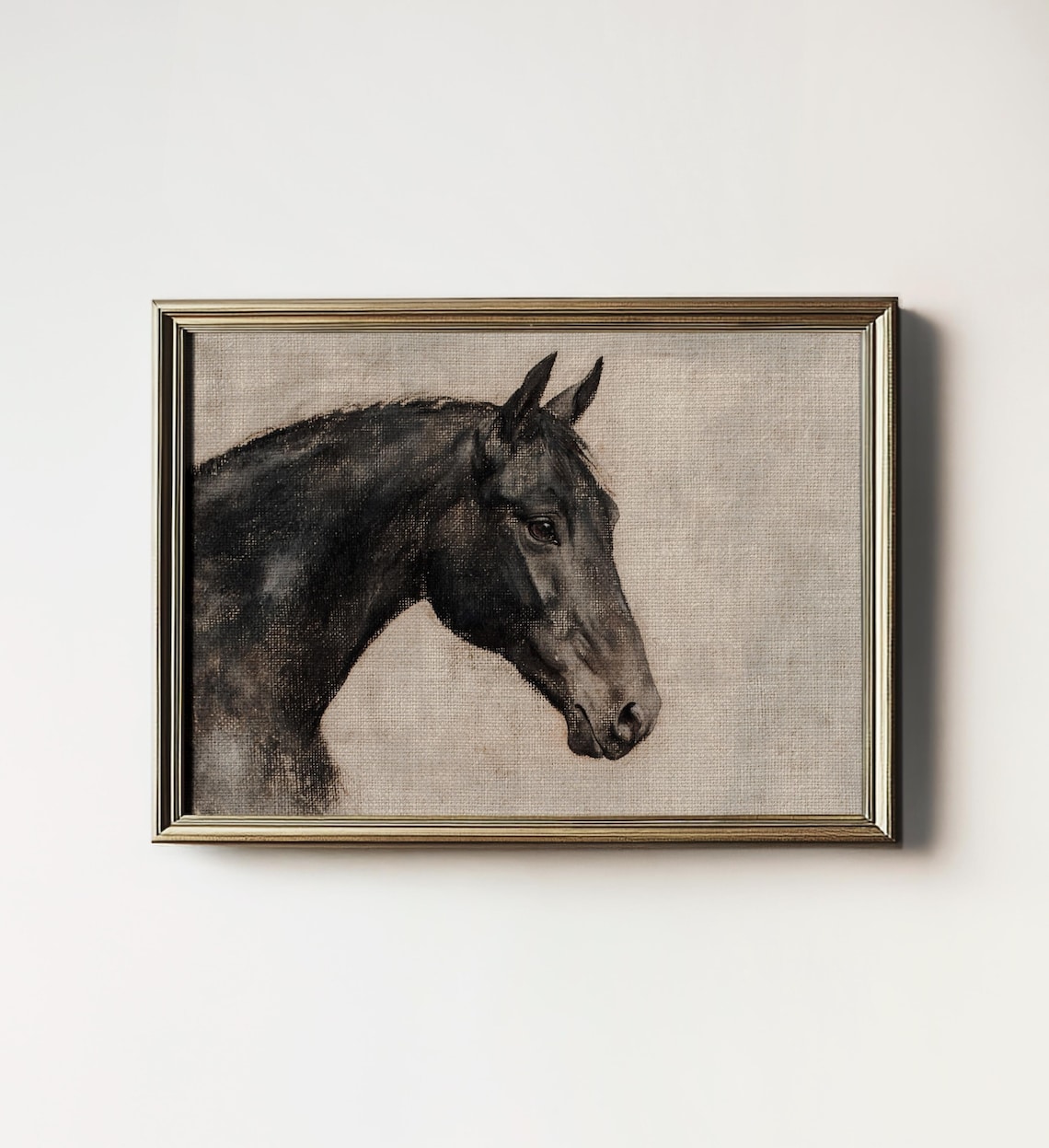 Rustic Horse Portrait Painting, Farmhouse Bedroom Art Print
