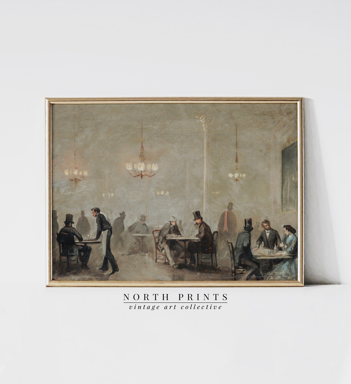 Antique Cafe Painting Vintage Bar Art Print