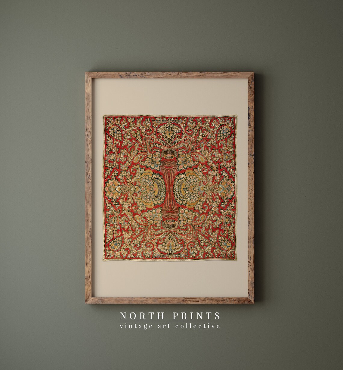 Vintage Quilted Leaf Pattern Autumn Art Print - Image 2