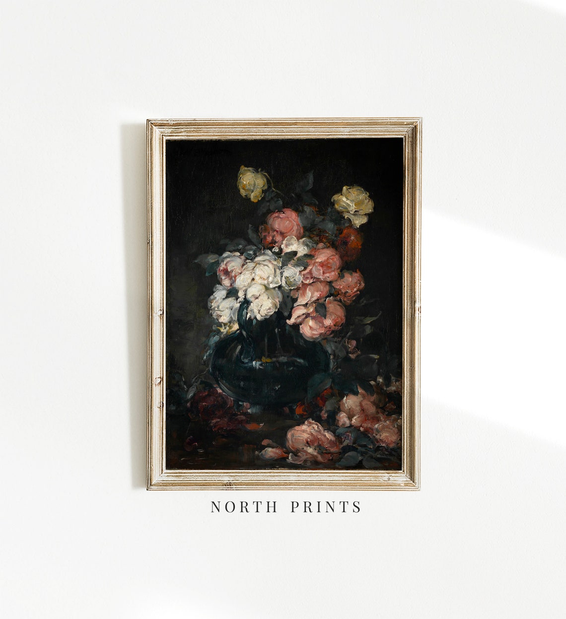 Moody Roses Bouquet Dark Background Vintage Floral Art Print - Image 3