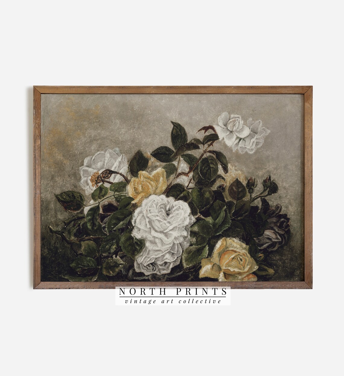 Yellow Roses Antique Still Life Art Print - Image 2