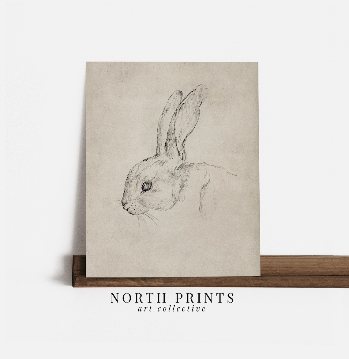 Rustic Rabbit Art Print, Neutral Nordic Bunny - Image 2