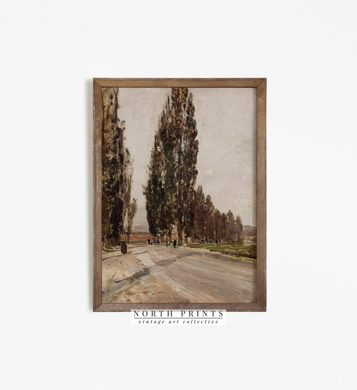 Tall Poplar Trees Country Road Vintage European Travel Poster