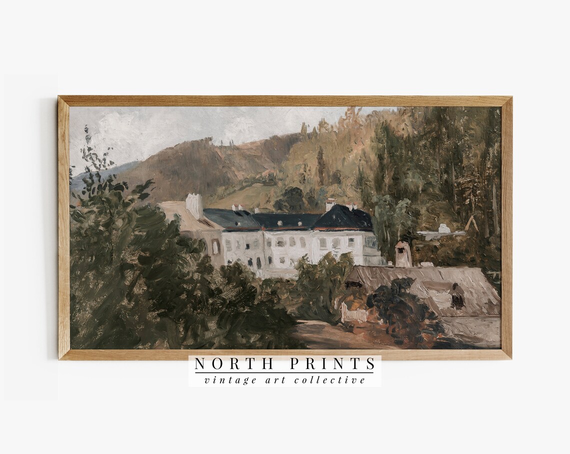 Vintage European Villa Landscape, Travel Poster