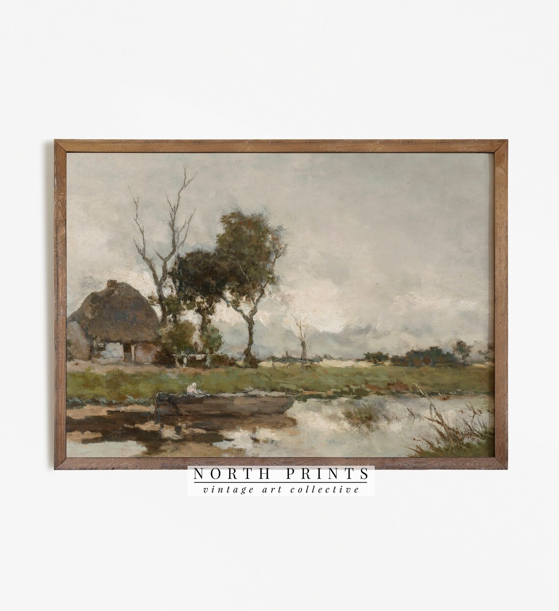 River Landscape Painting Vintage Country Bedroom Art Print - Image 4