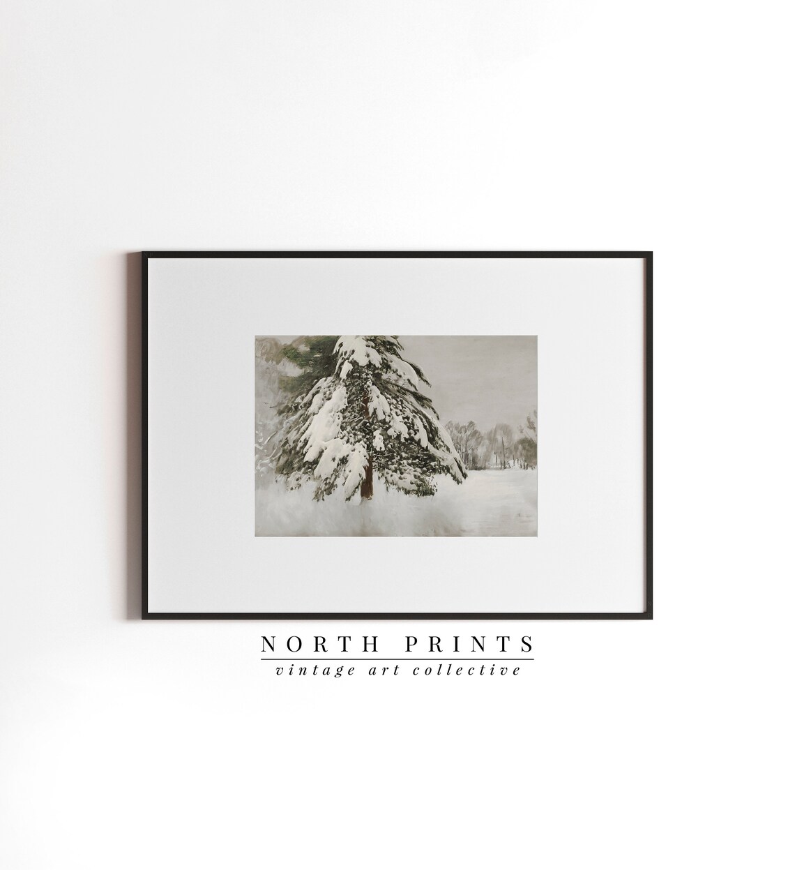 Snowy Country Forest Landscape, Vintage Holiday Art - Image 2