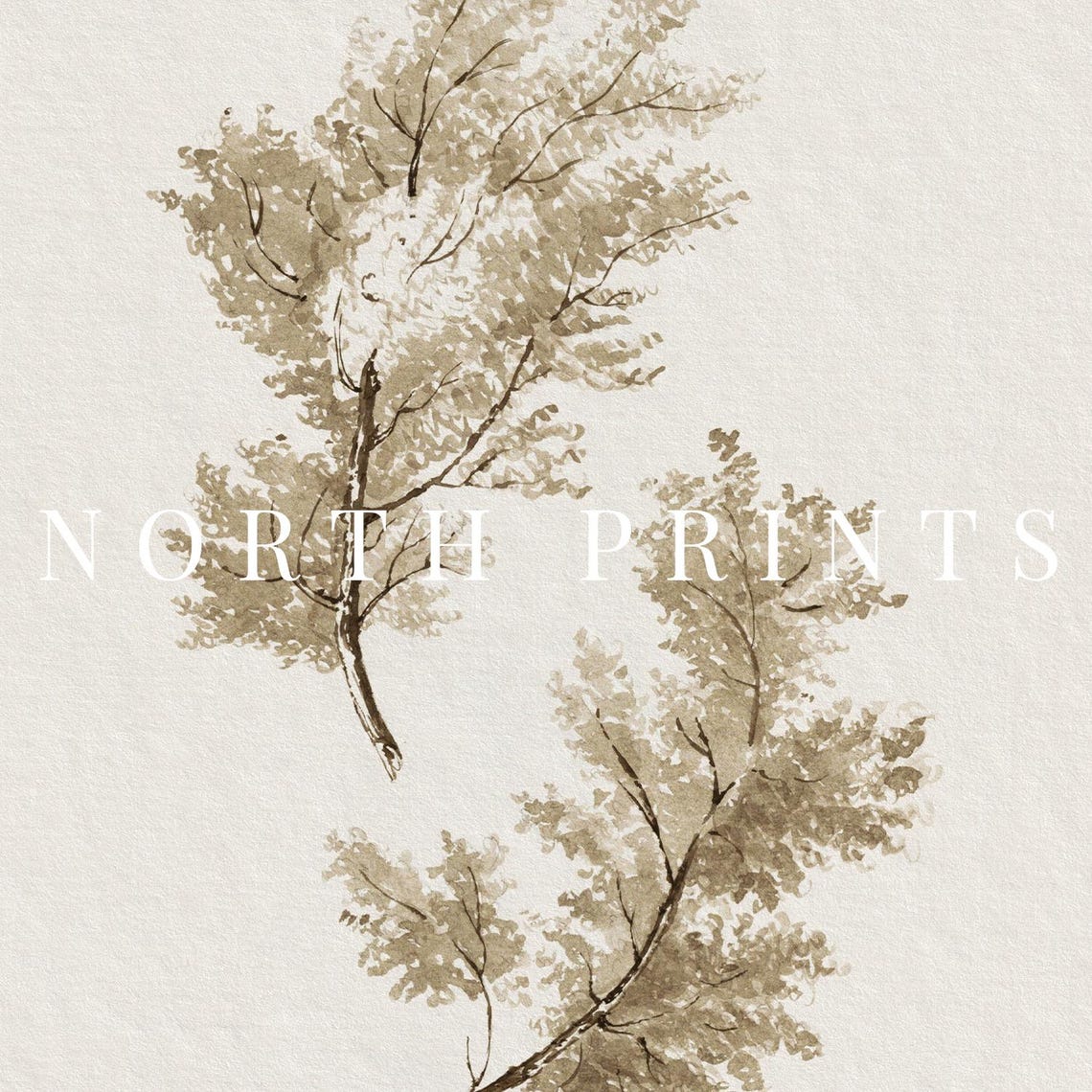 Minimalist Autumn Tree Branches Neutral Fall Foliage Watercolor Poster - Image 2
