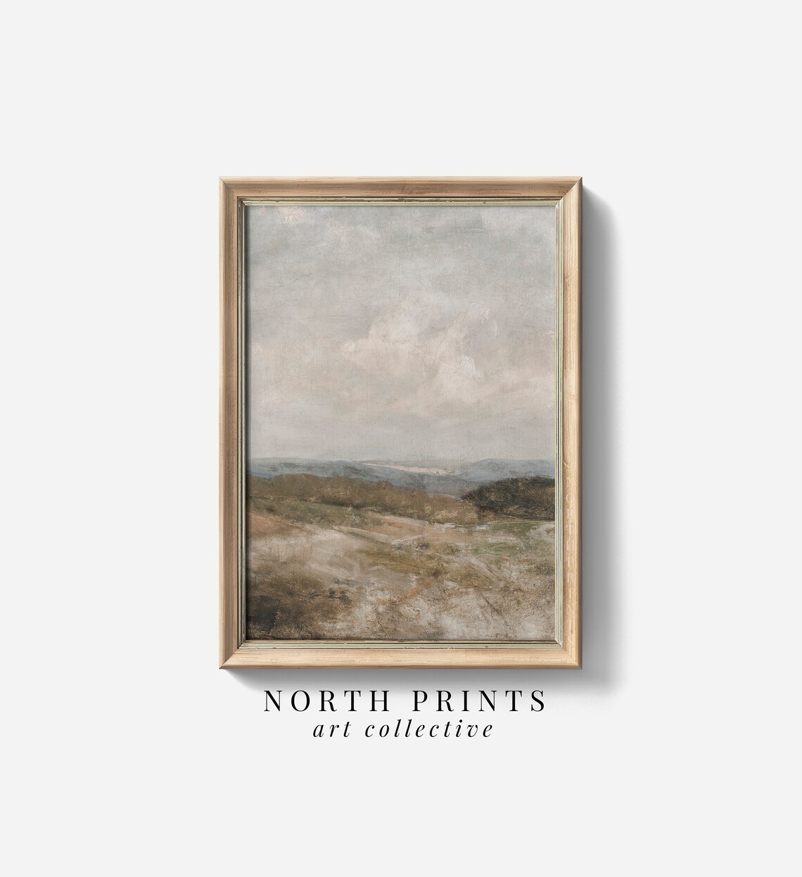Vintage Muted Summer Landscape, Rustic Neutral Art Print