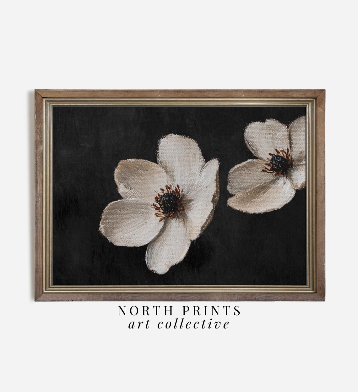 Anemone Botanical Painting Moody Dark Wall Decor Black And White Flower Still Life North Prints 8 42 - Image 3