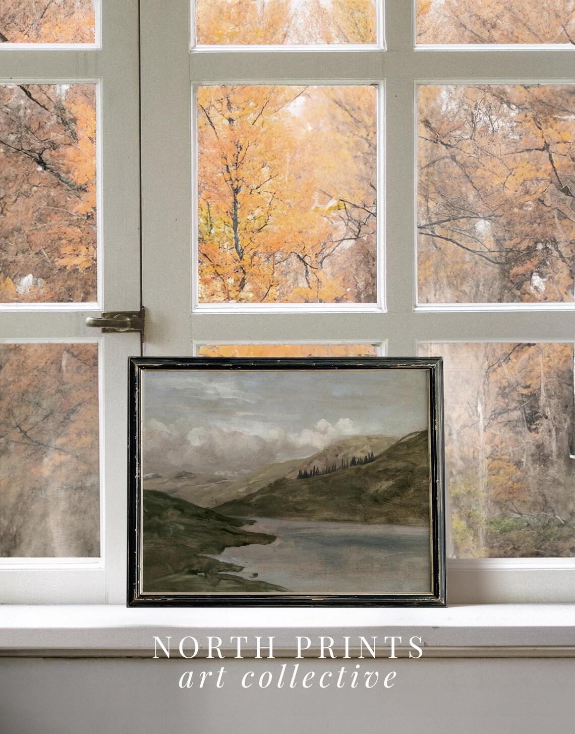 Mountain Lake Landscape Painting Rustic Cozy Cabin Decor Vintage Large Wall Art North Prints 8 63 - Image 3