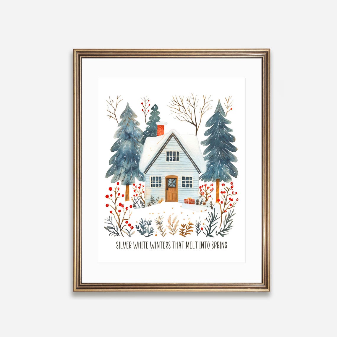 Silver White Winters That Melt Into Spring Cottage Quote Poster - Image 3