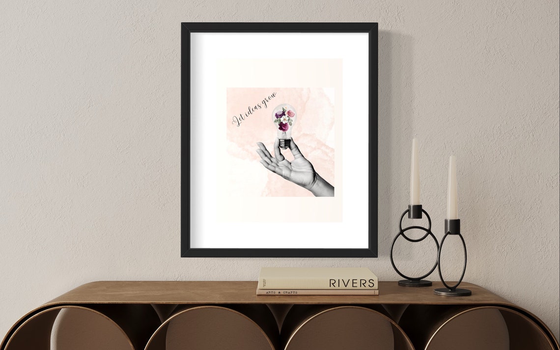 Let Ideas Grow Lightbulb Flowers Hand Collage Motivational Poster - Image 2