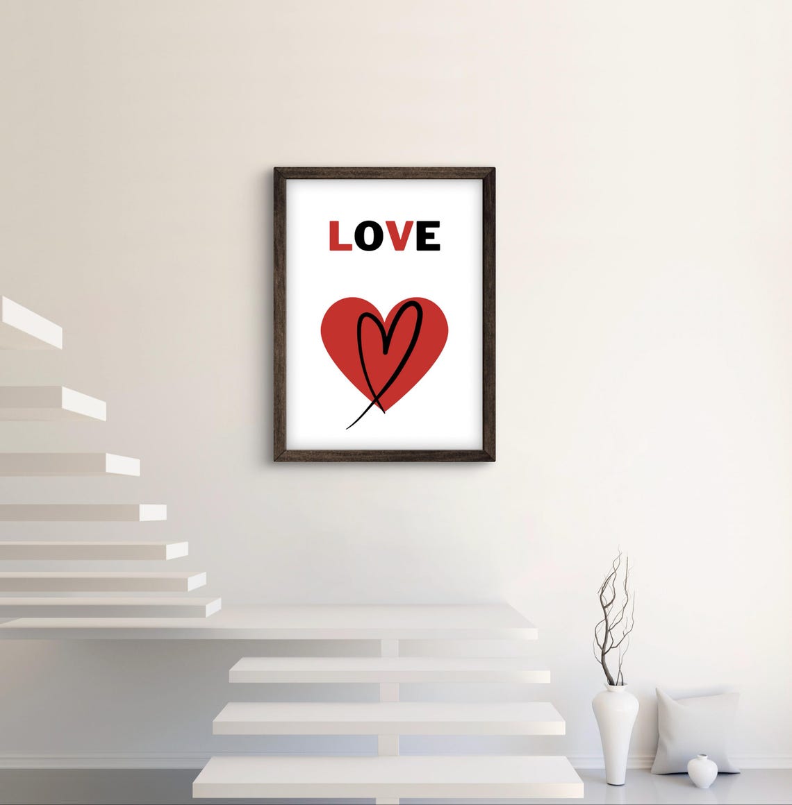 Love In Black Red Valentines Art Print - Image 2