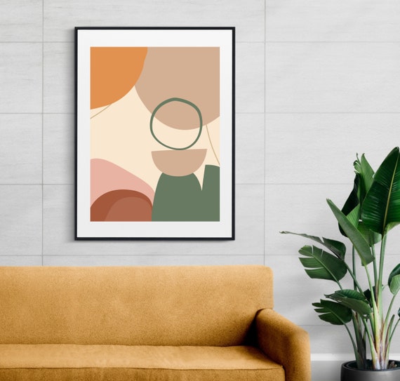Boho Abstract Geometric Decor, Bohemian Art Print