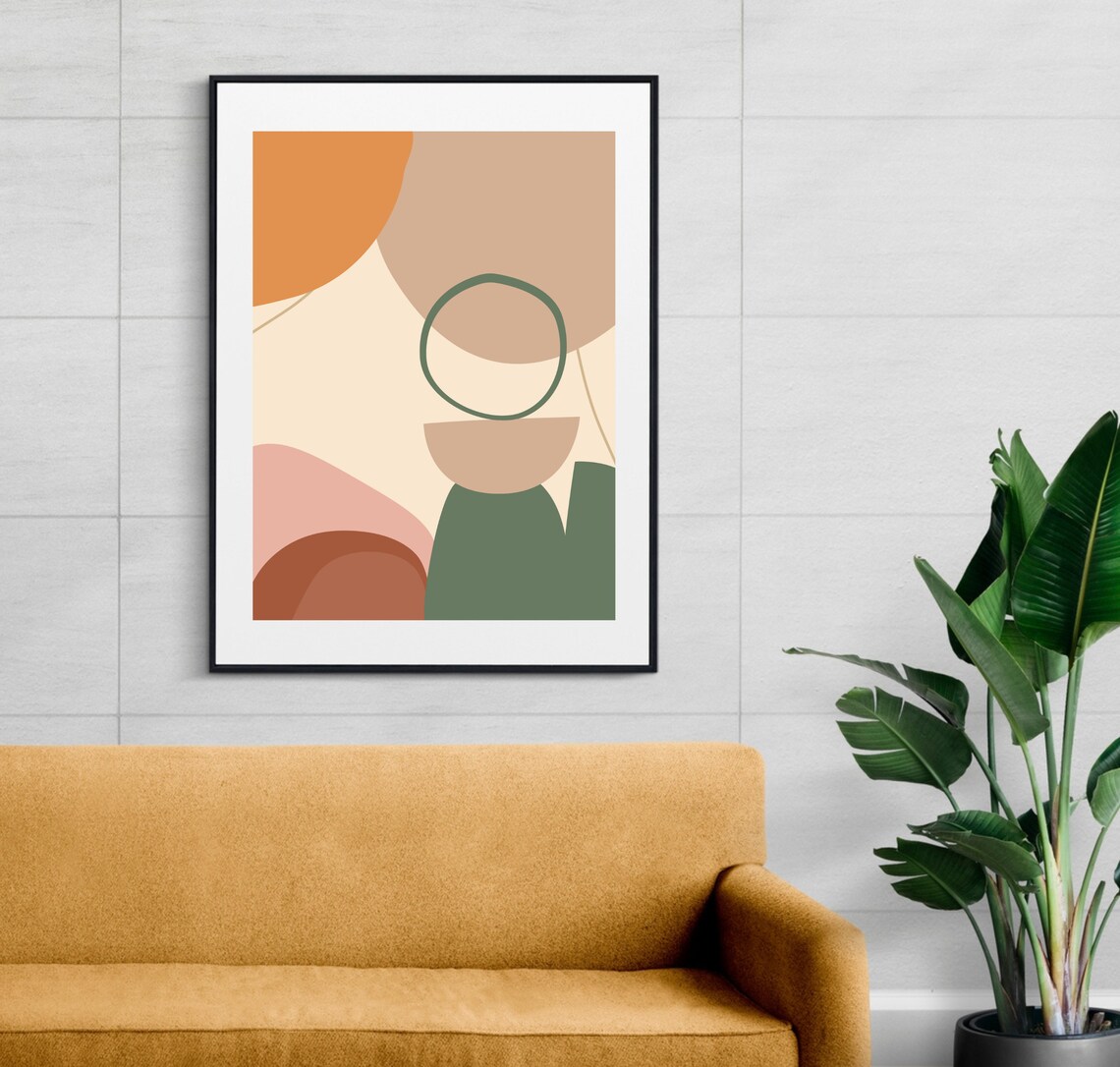 Boho Abstract Geometric Decor, Bohemian Art Print