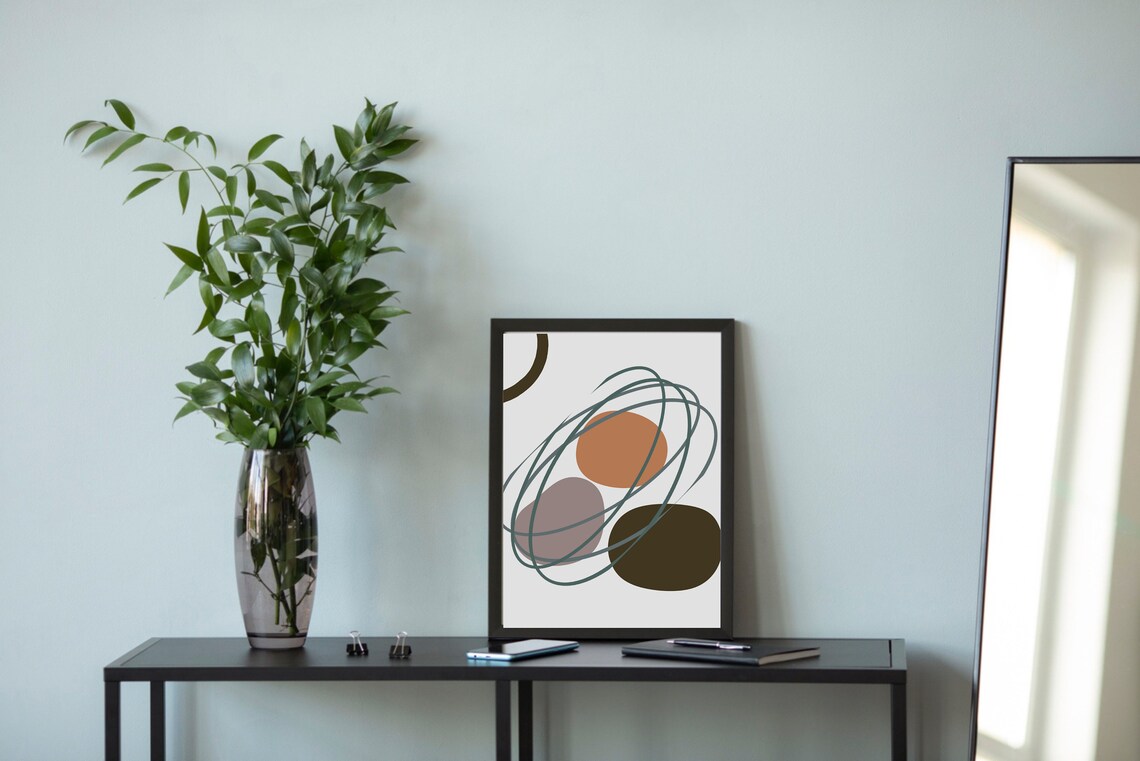 Boho Earth Tones Abstract Minimalist Geometric Art - Image 3