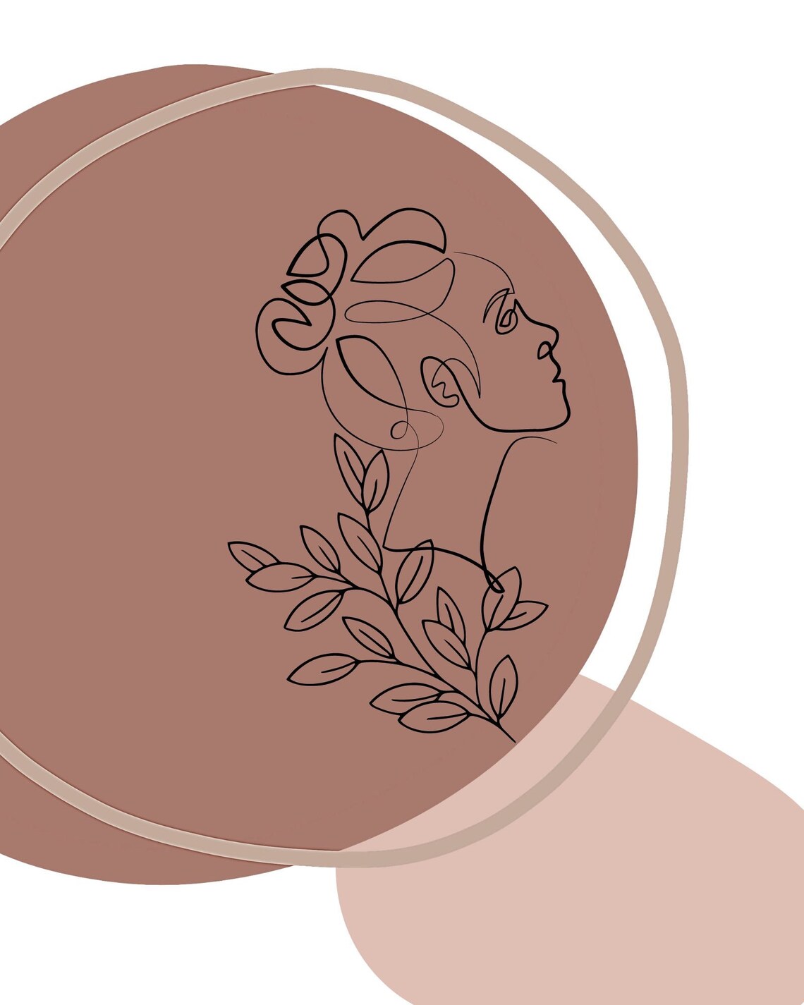 Minimalist Female Line Art, Boho Botanical Poster - Image 2