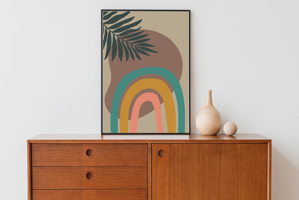 Boho Tropical Leaves, Minimalist Botanical Art Print