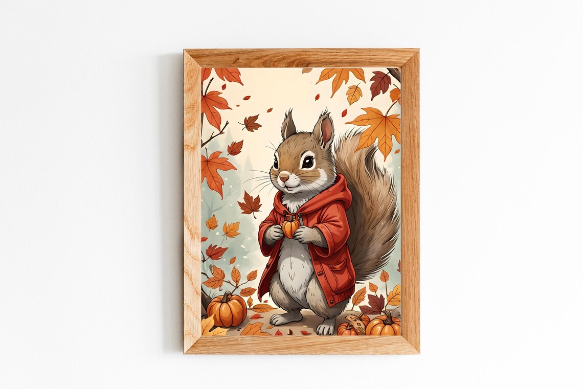 Cute Squirrel in a Fall Outfit, Fall Decorations
