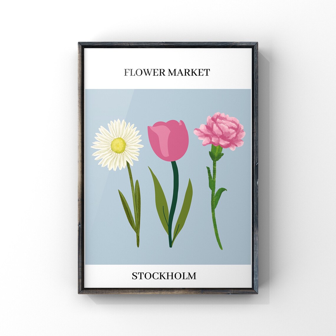Stockholm Flower Market Daisy Tulip Carnation Botanical Art Poster - Image 3