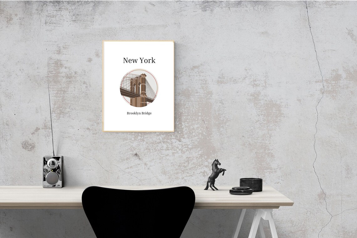 New York Brooklyn Bridge Travel Poster, NYC Decor - Image 3