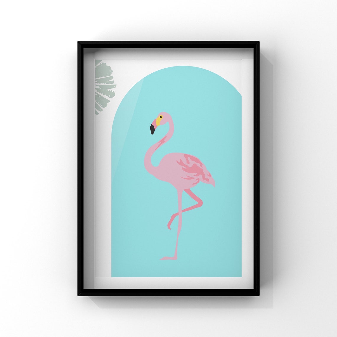 Pink Flamingo Illustration Turquoise Arch Tropical Bird Animal Poster