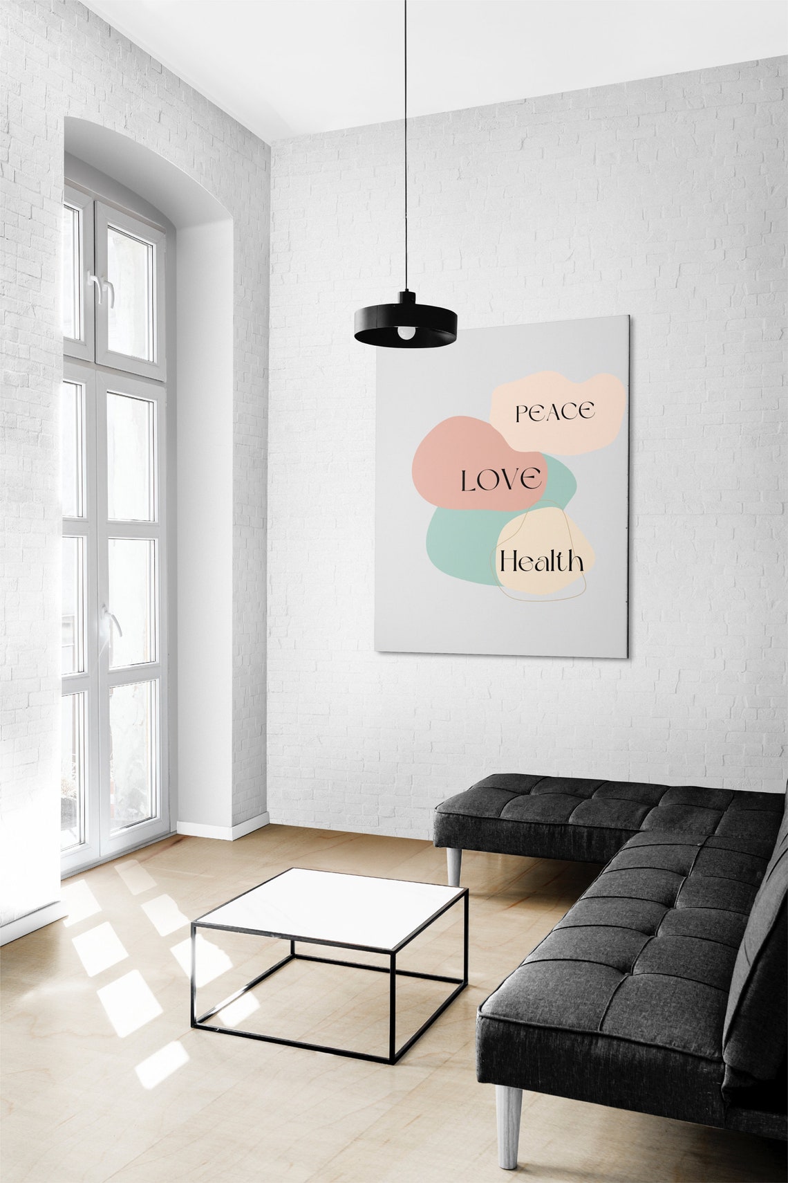 Peace Love Health Pastel Abstract Affirmation Quote Wall Poster - Image 2
