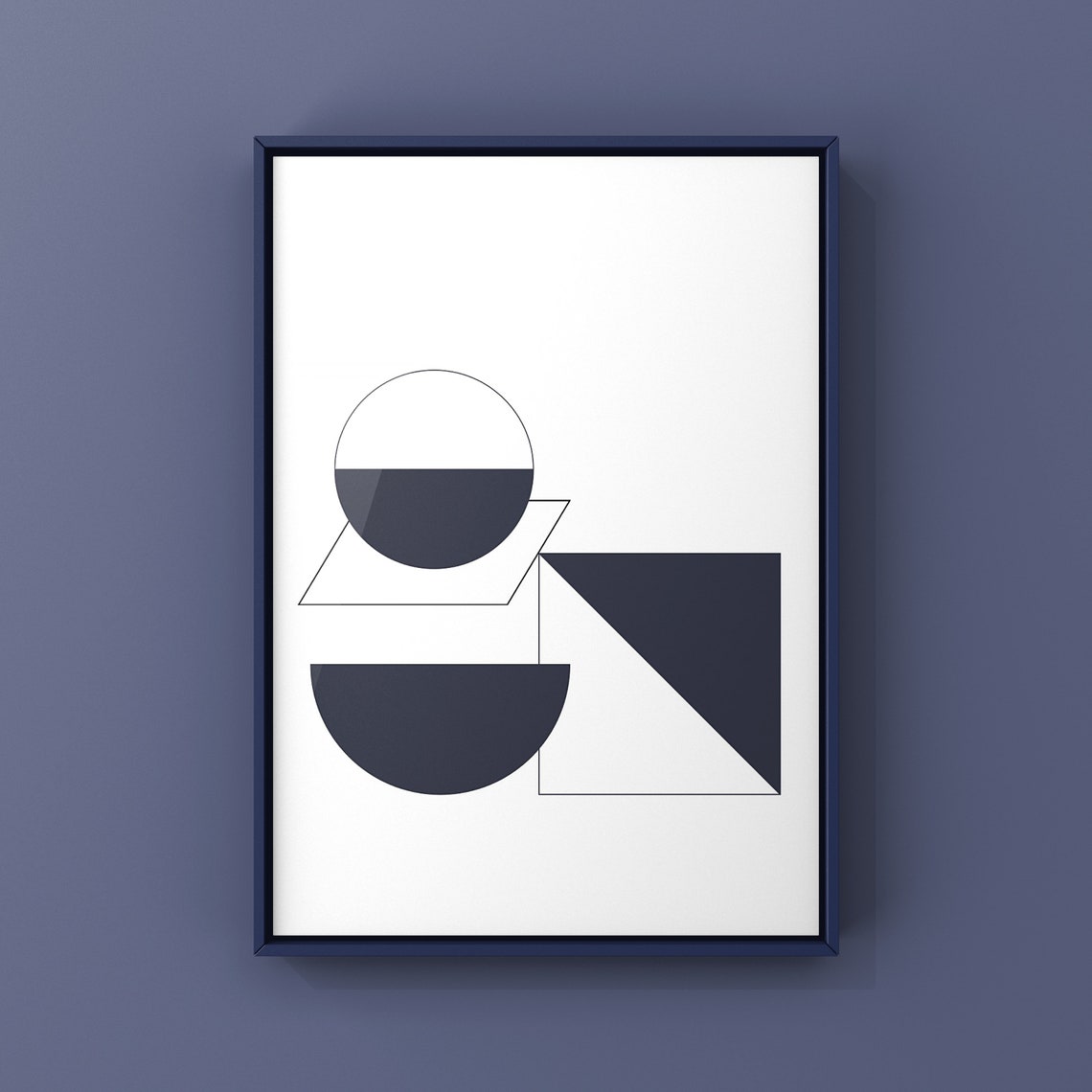 Dark Grey Geometric Circle Triangle Minimalist Abstract Wall Poster - Image 3