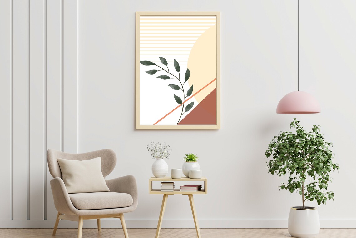 Earth Tones Sun Boho Abstract Botanical Art Print