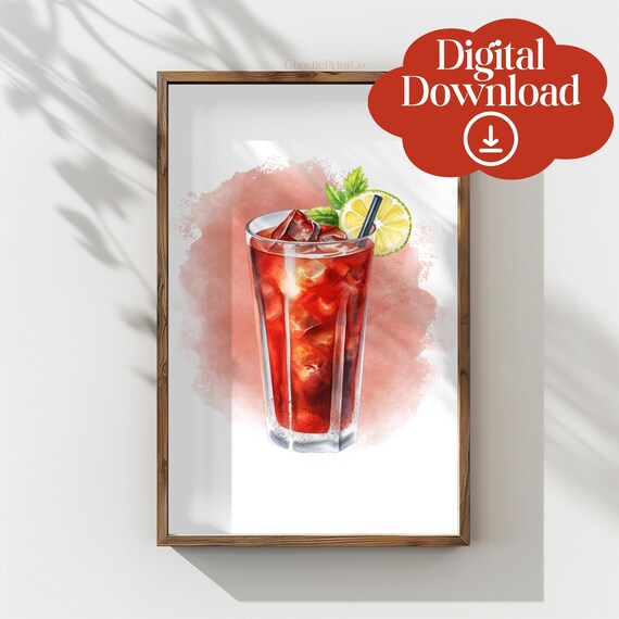 Sweet Iced Tea Watercolor Cocktail Bar Kitchen Summer Poster