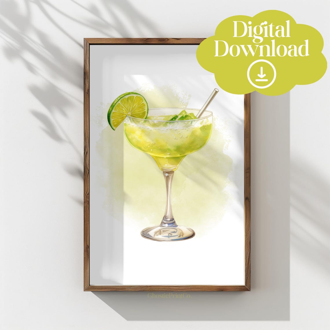 Daiquiri Cocktail Watercolor Lime Rum Drink Summer Bar Art Poster