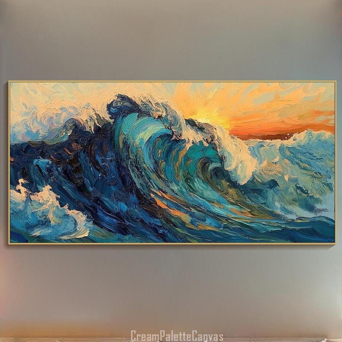 Ocean Wave Sunrise Abstract, Minimalist Art Print