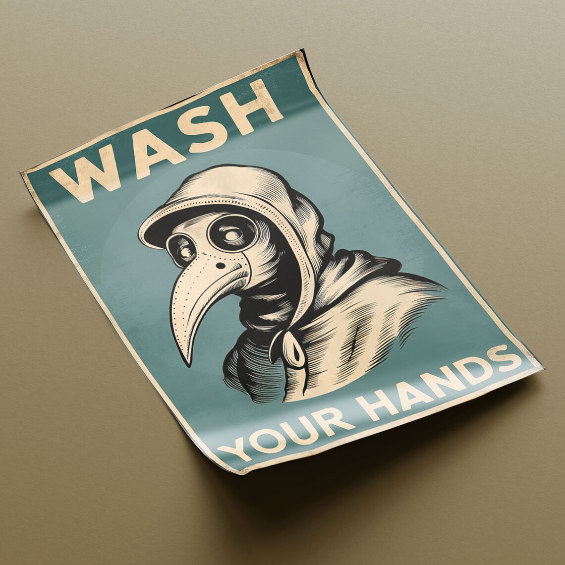 Wash Your Hands Plague Doctor Vintage Gothic Bathroom Poster - Image 2
