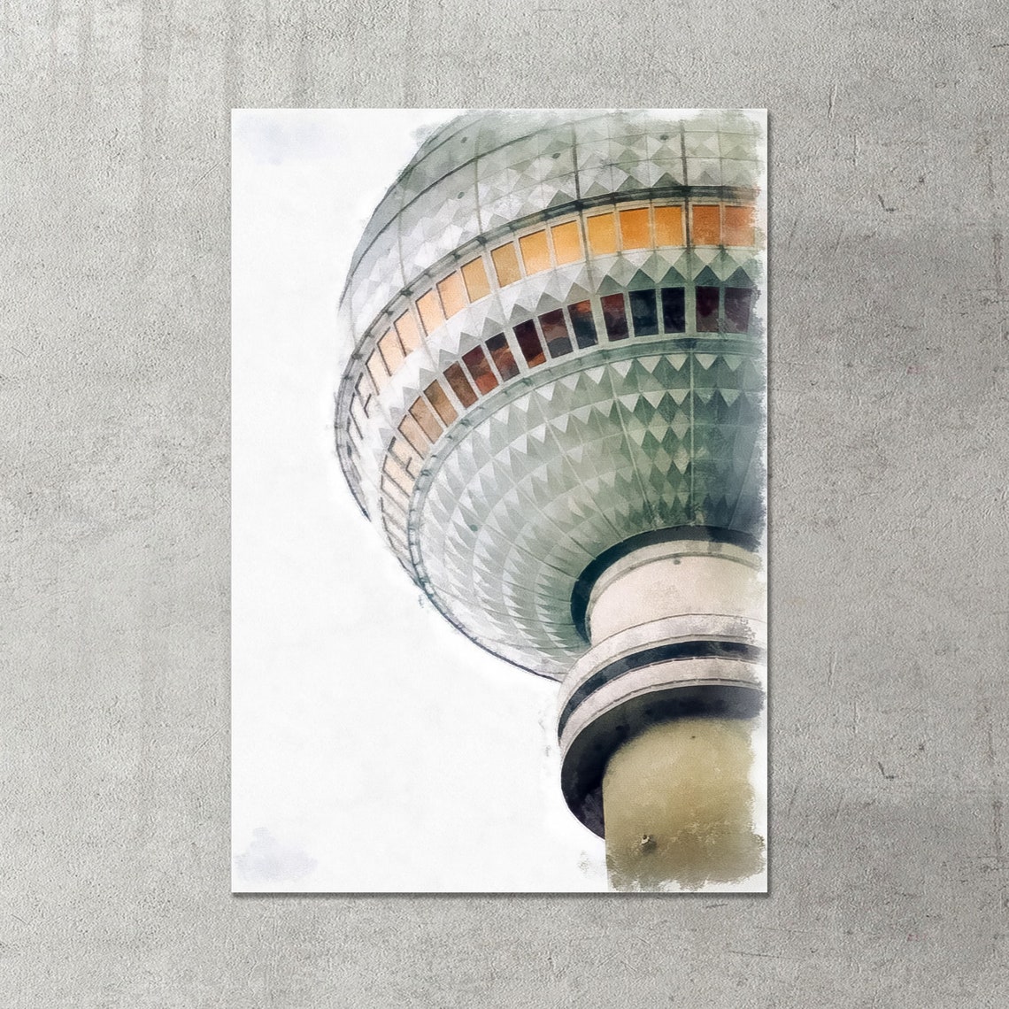 Berlin TV Tower Watercolor Close Up Architecture Landmark Art Poster - Image 4