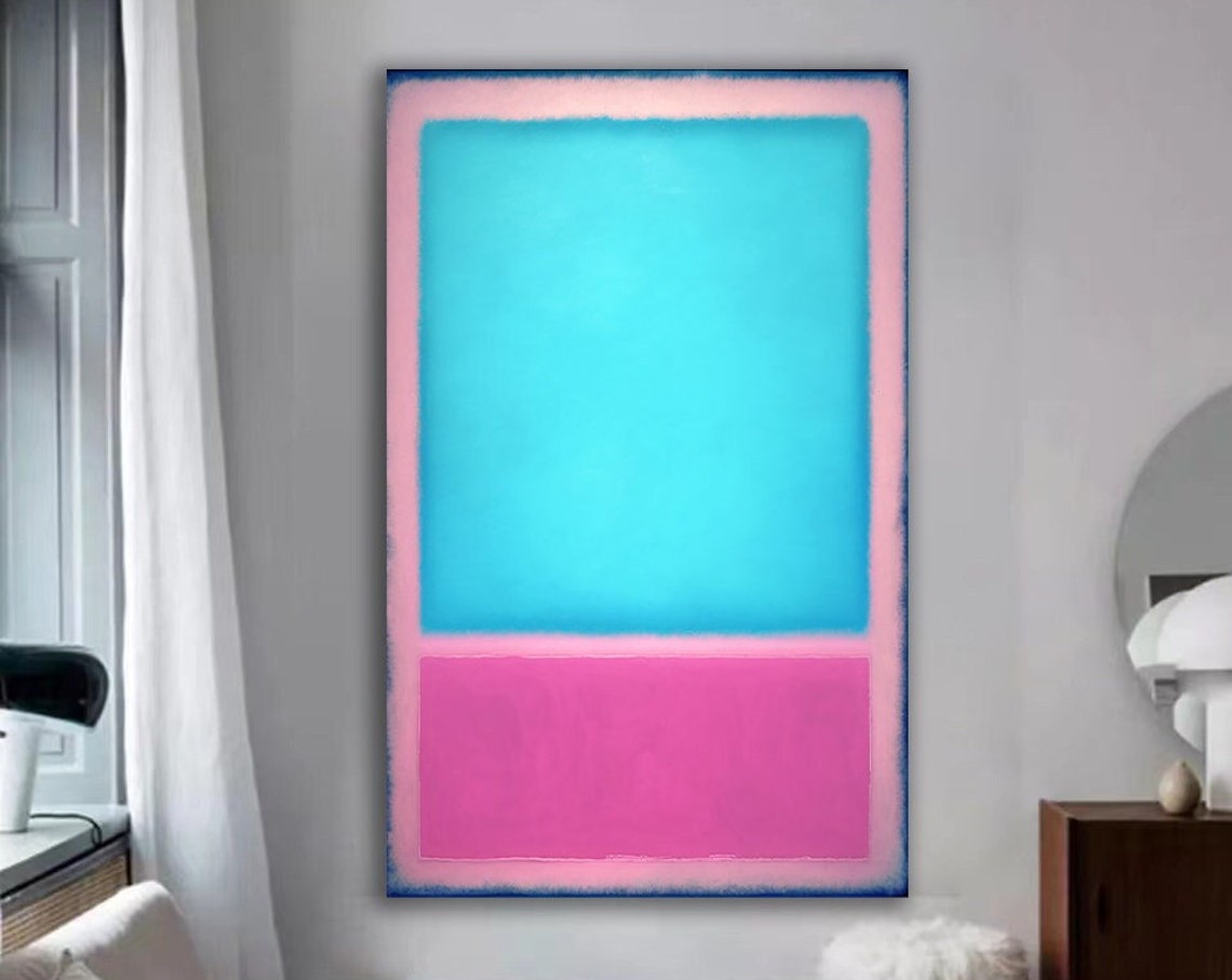 Turquoise Hot Pink Color Field Abstract Rothko Style Wall Poster