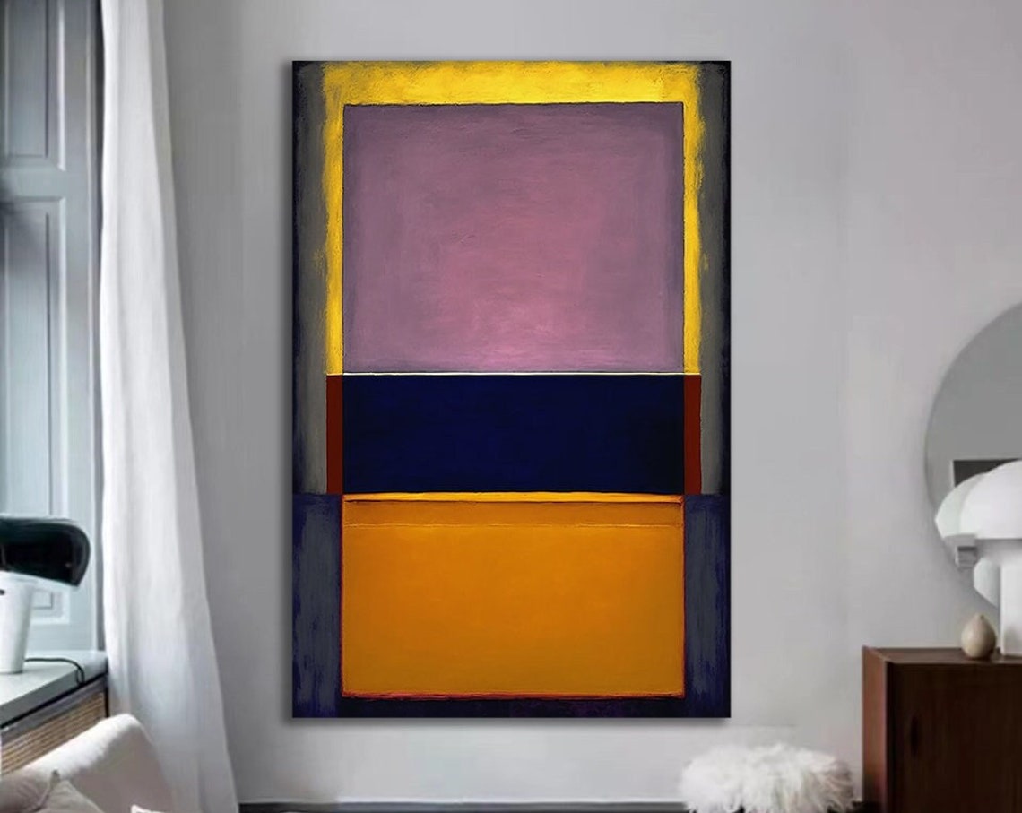 Rothko Style Lavender Navy Orange Color Field Bold Abstract Art Print