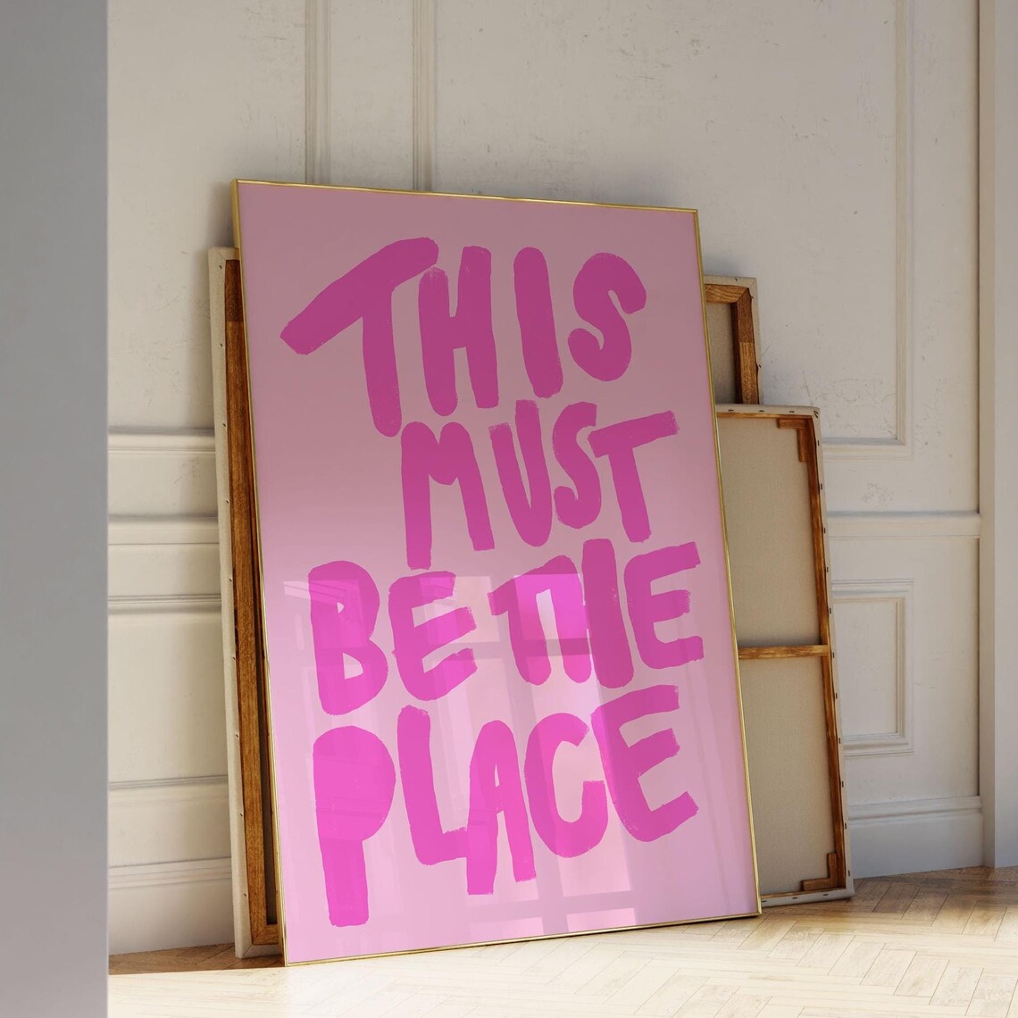 This Must Be The Place Pink Typography Art Print