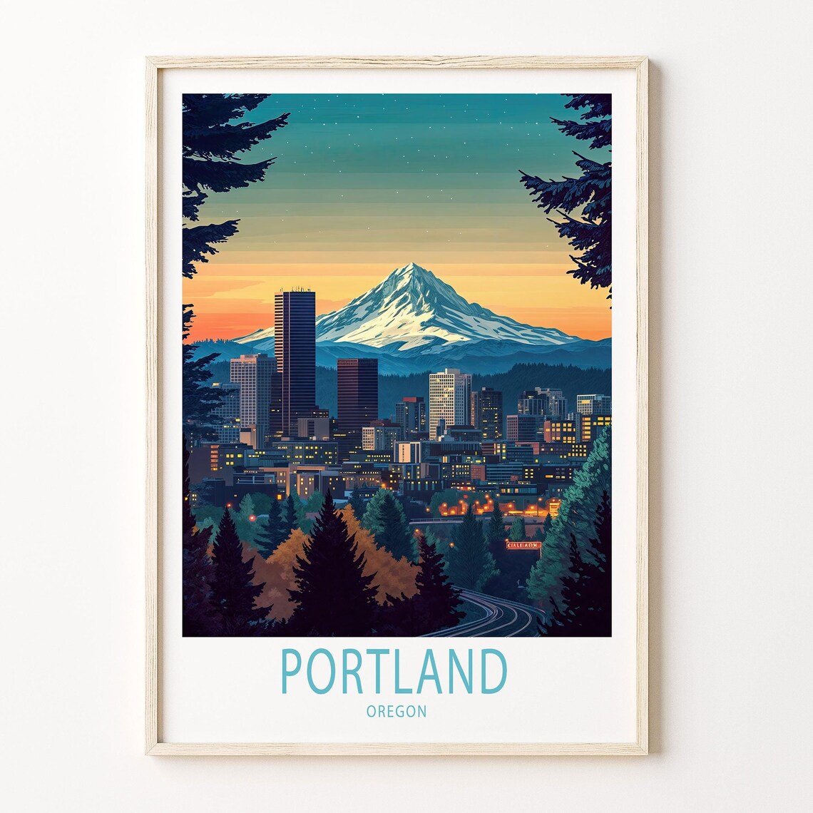 Portland Oregon Travel Poster, Personalised Art Print