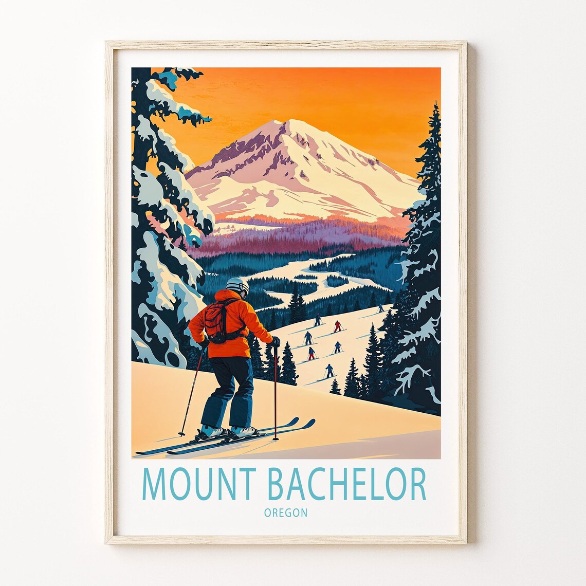 Mount Bachelor Oregon Travel Poster, Mountain Art Print