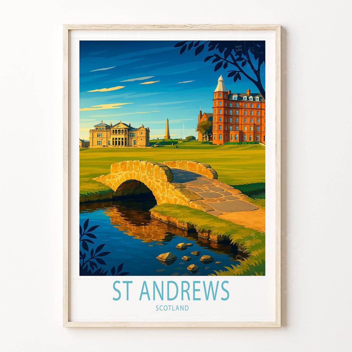St Andrews Scotland Old Course Swilcan Bridge Golf Travel Poster