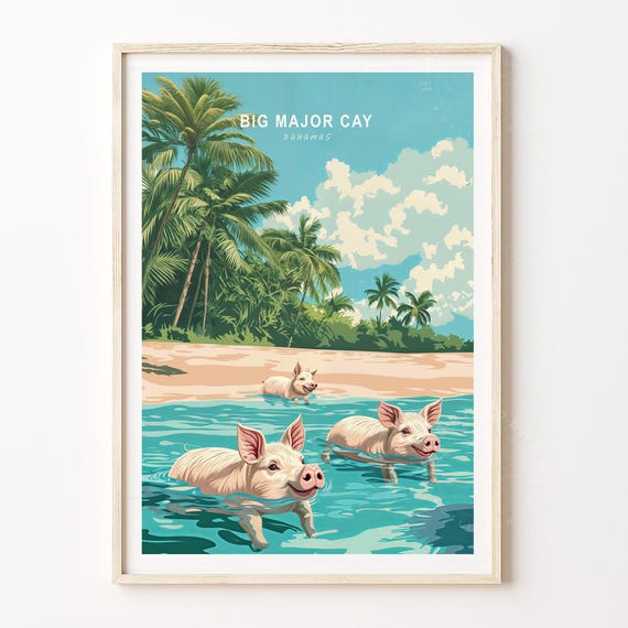 Big Major Cay Bahamas Travel Poster Wall Art Print Minimalist Cityscape Birthday Gifts