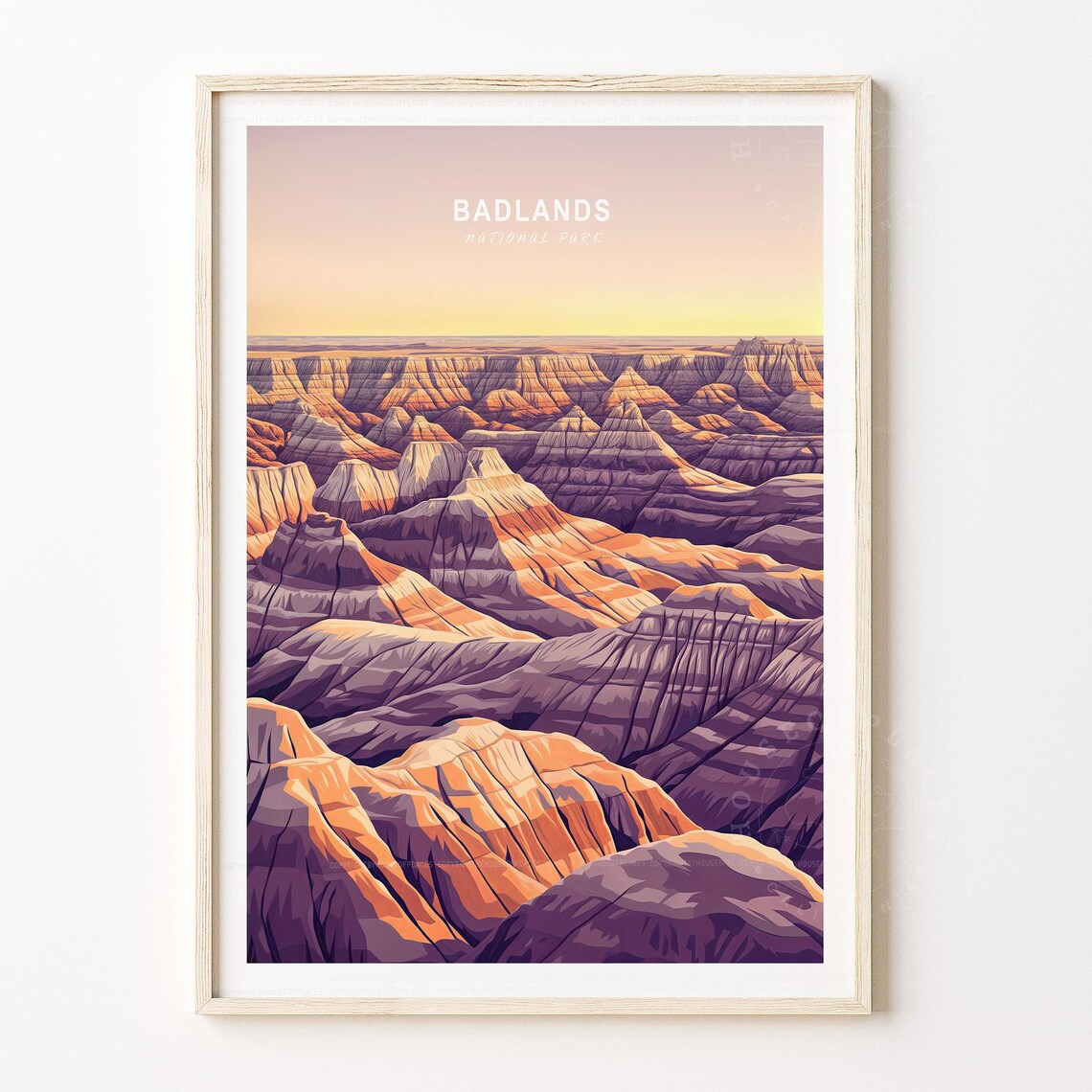 Badlands National Park Sunset Canyon Buttes Landscape Art Poster