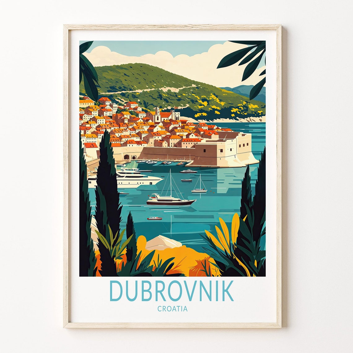 Dubrovnik Travel Poster Croatia Dubrovnik Wall Art Dubrovnik Travel Print Croatia Travel Gifts Birthday Gifts Wedding Gifts
