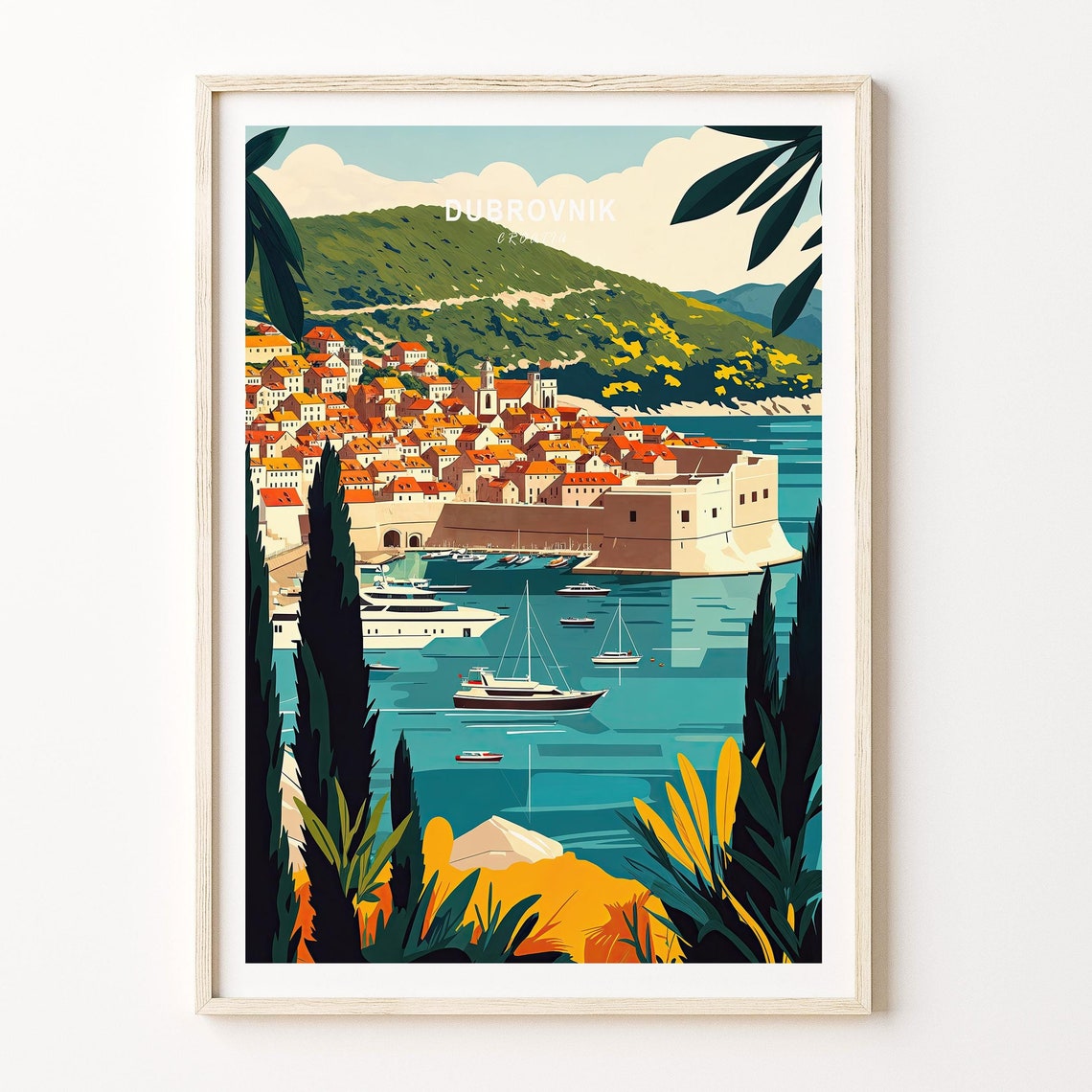 Dubrovnik Croatia Travel Poster Dubrovnik Croatia City Wall Art Dubrovnik Travel Print Travel Gifts Wedding Gifts
